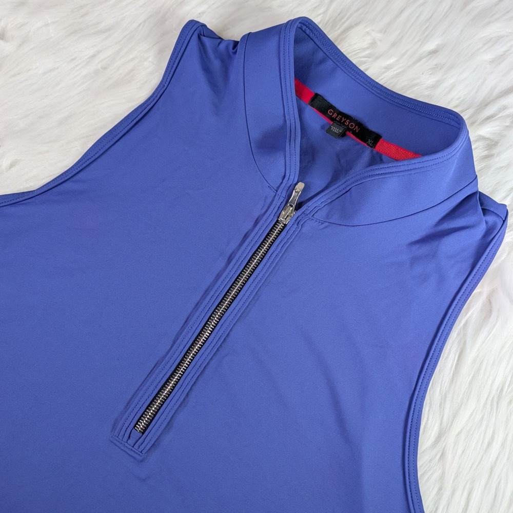 Greyson Sleeveless Polo Women XL Blue Quarter Zip Mock Neck Golf Top